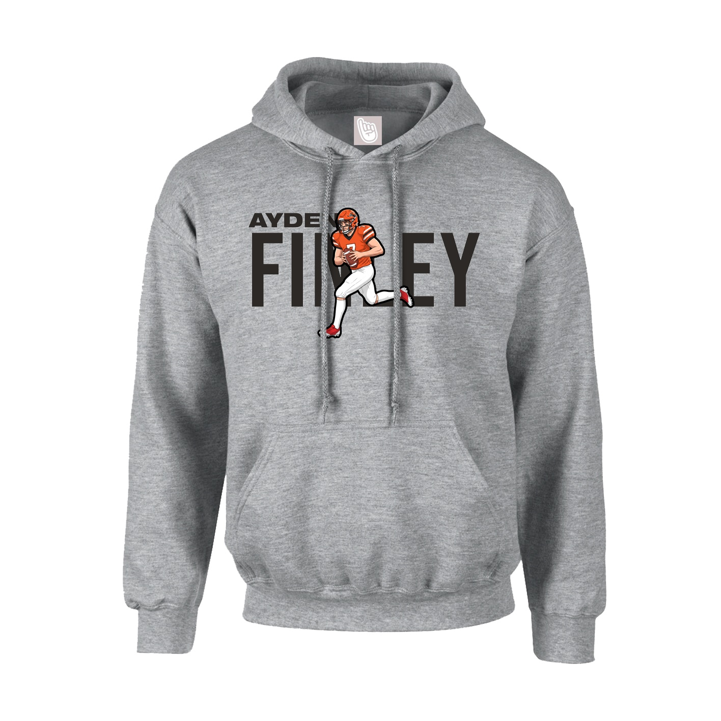 Youth Hoodie — Player Name in Grey