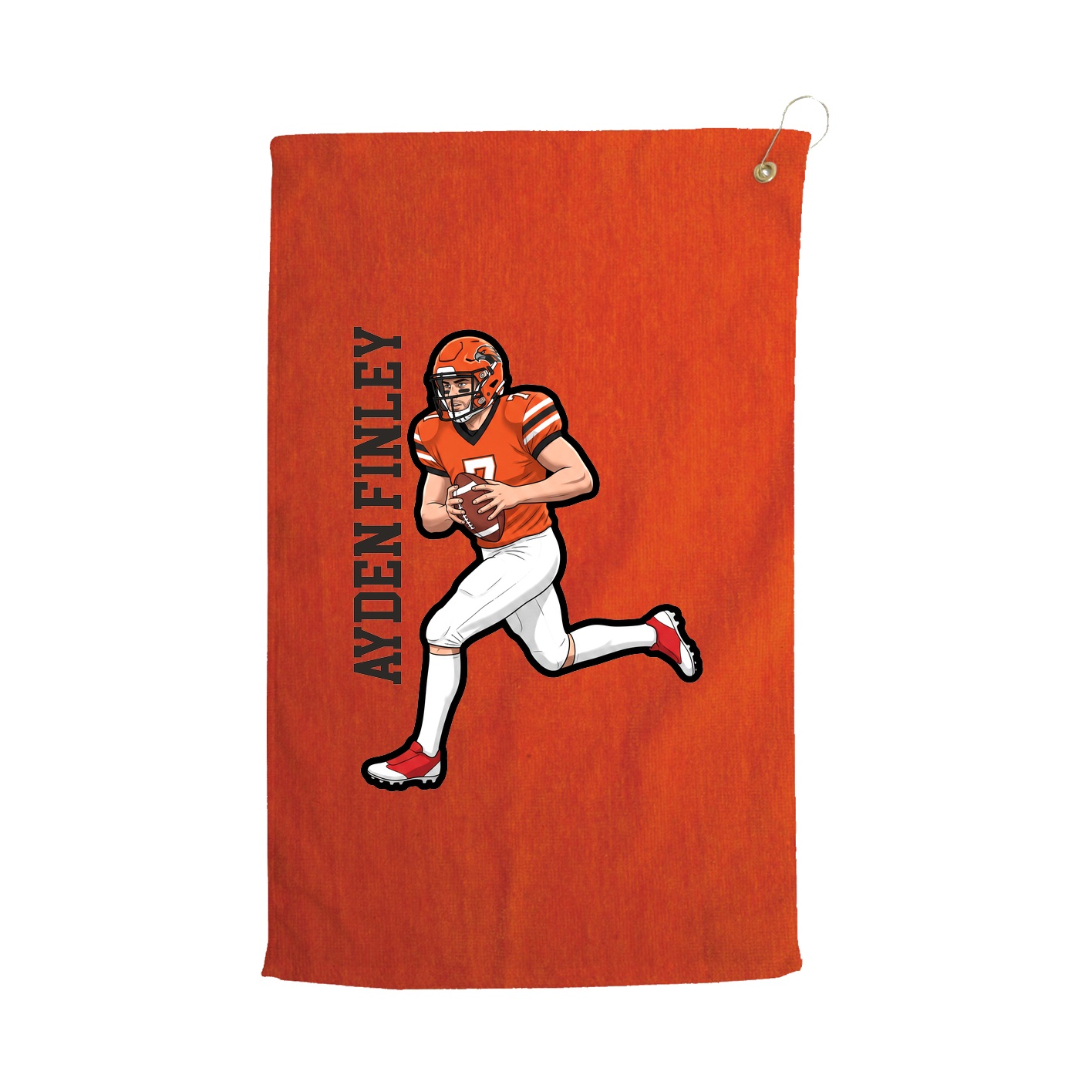 Golf Towel — Name Vertical in Orange