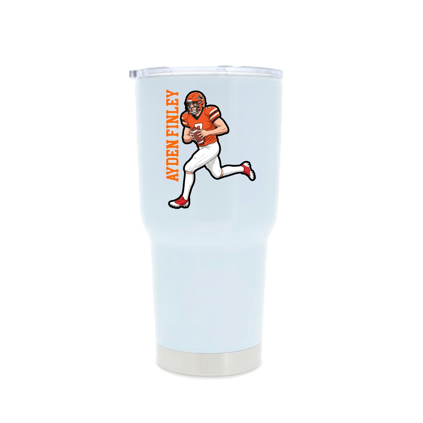 30oz Stainless Steel Tumbler — Name Vertical in White