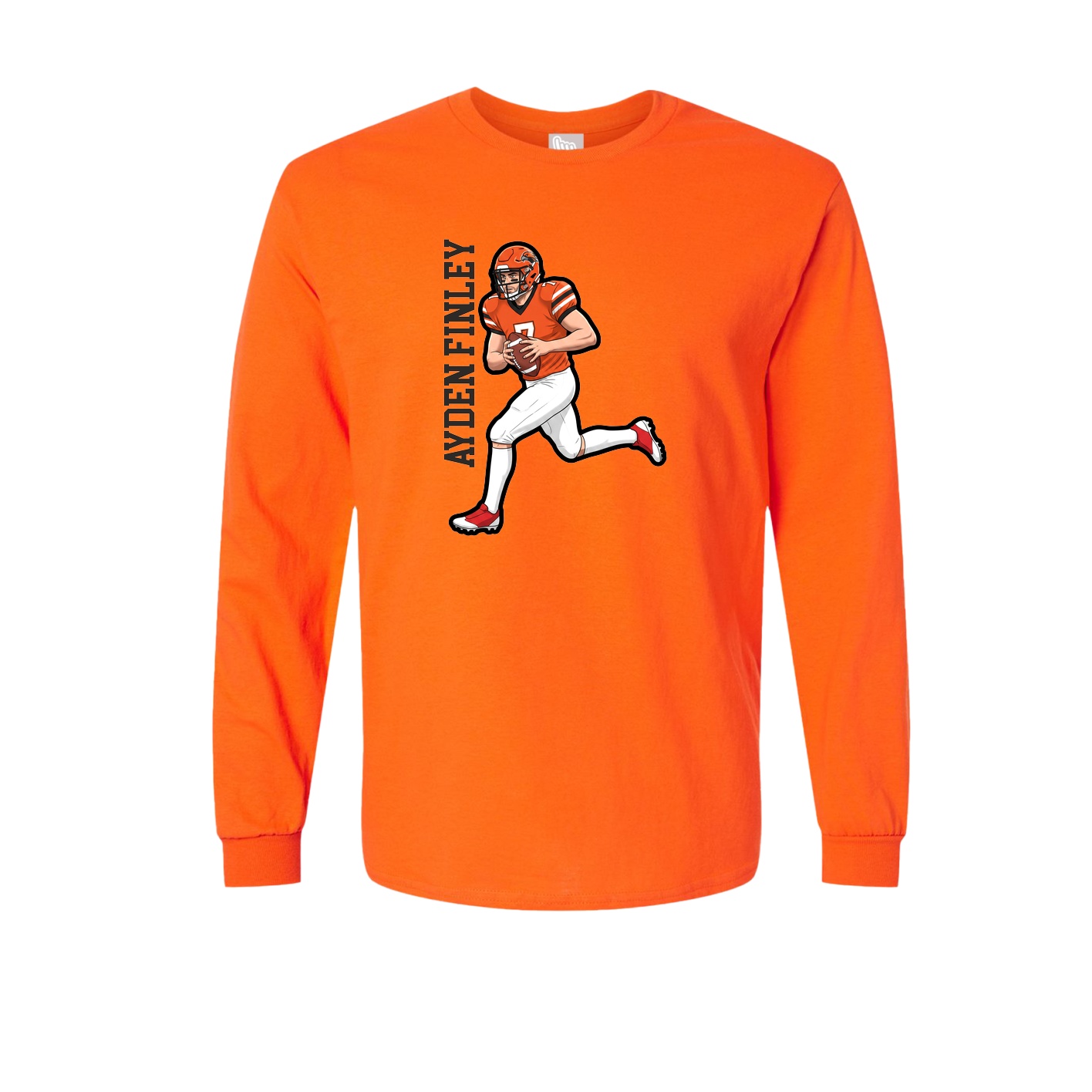 Long Sleeve Tee — Name Vertical in Orange