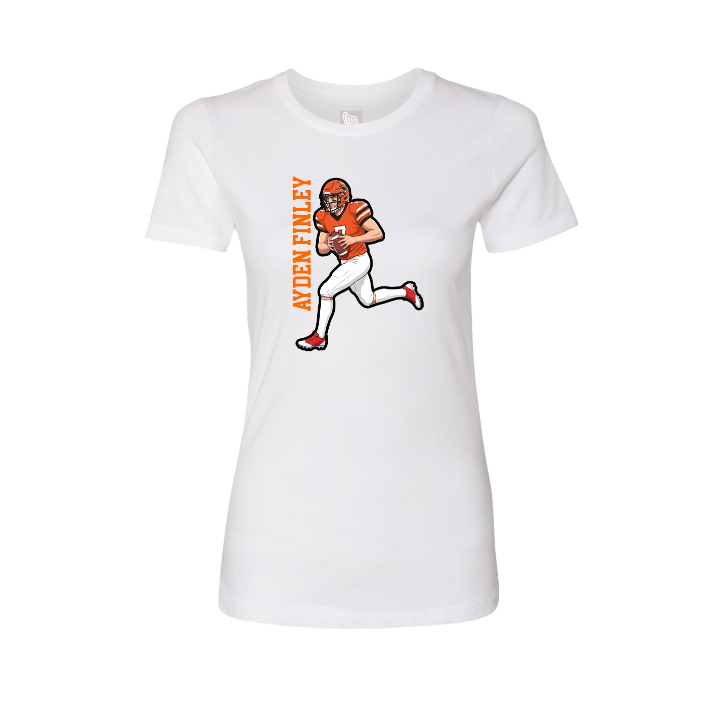 Womens Tee — Name Vertical in White