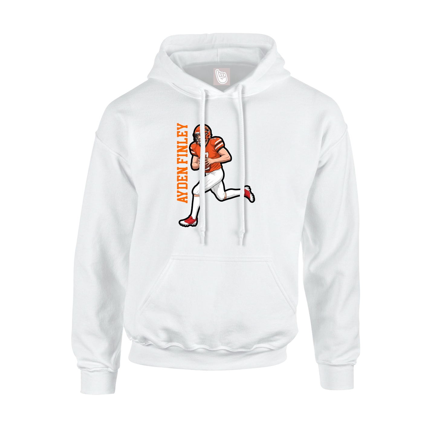 Youth Hoodie — Name Vertical in White