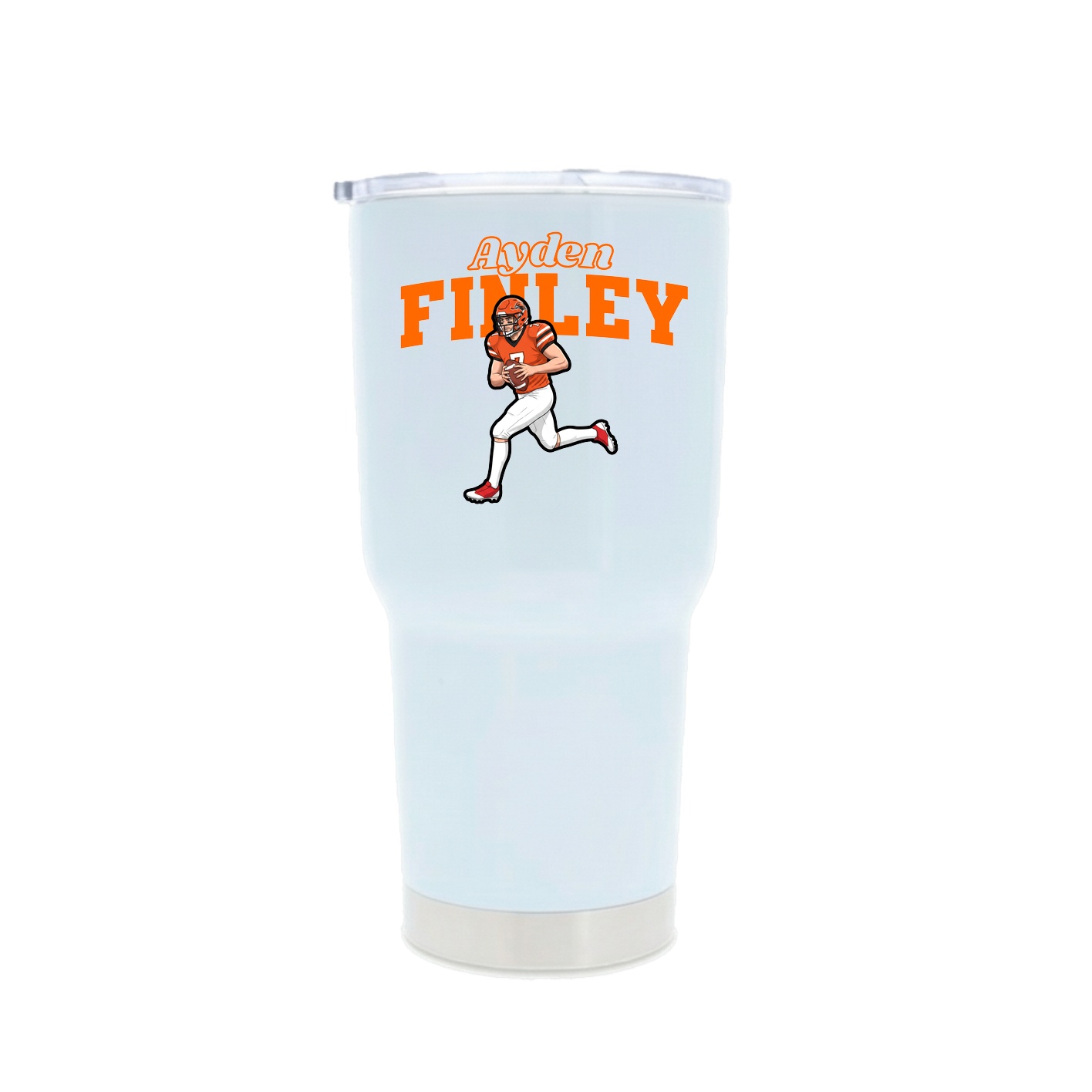 30oz Stainless Steel Tumbler — Name Arch in White