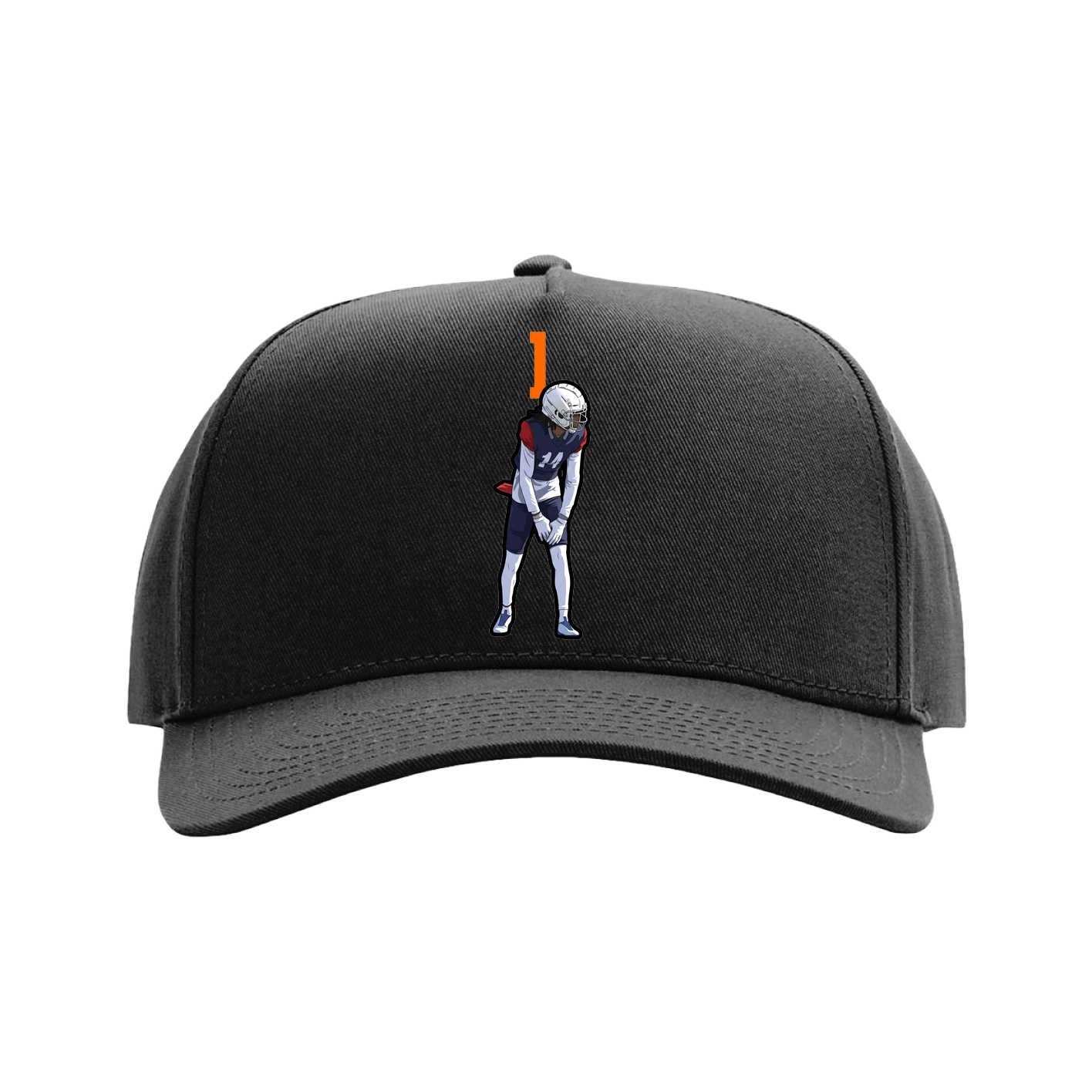Full Fabric Five-Panel Champ Cap — Number Top in Black