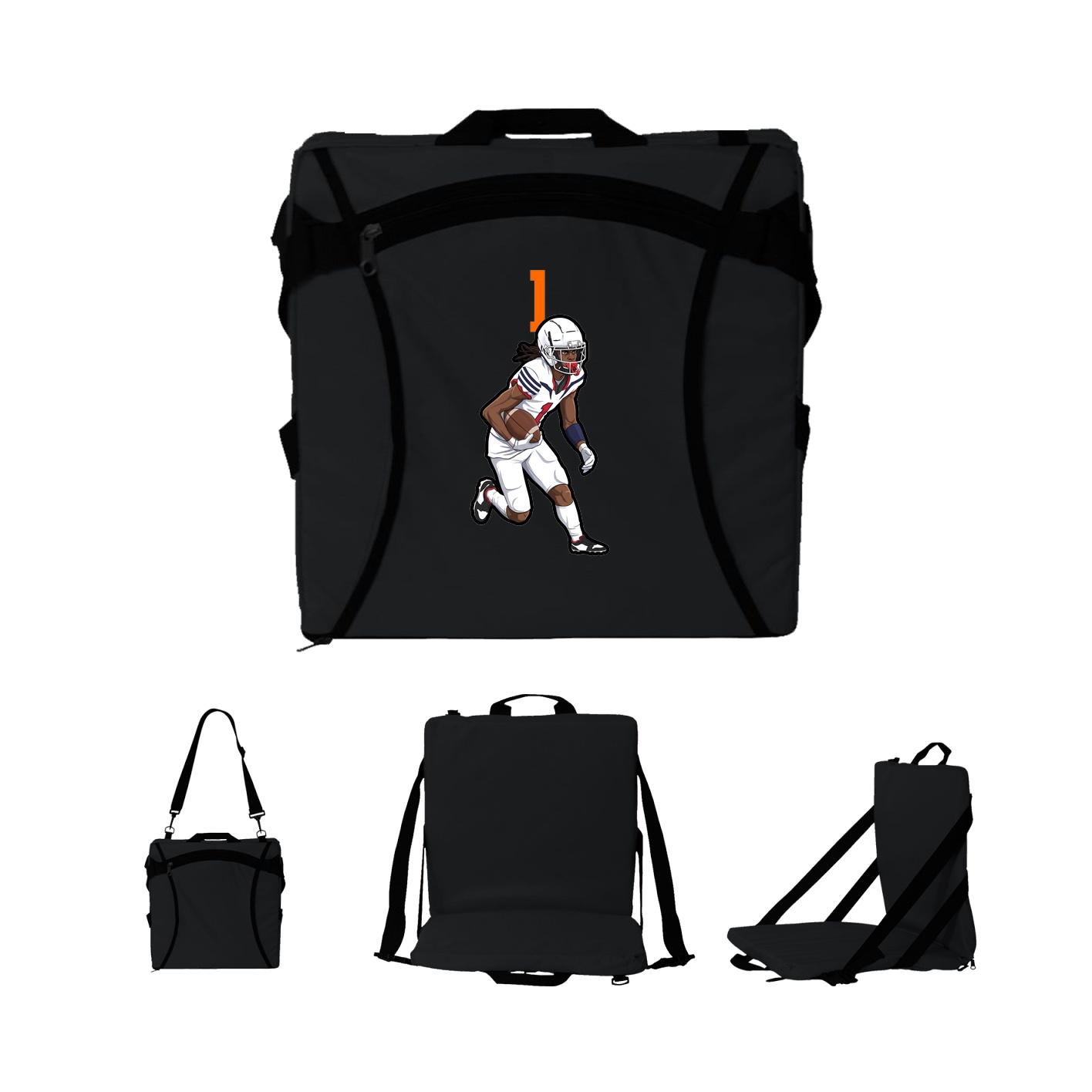 Folding Stadium Seat — Number Top in Black