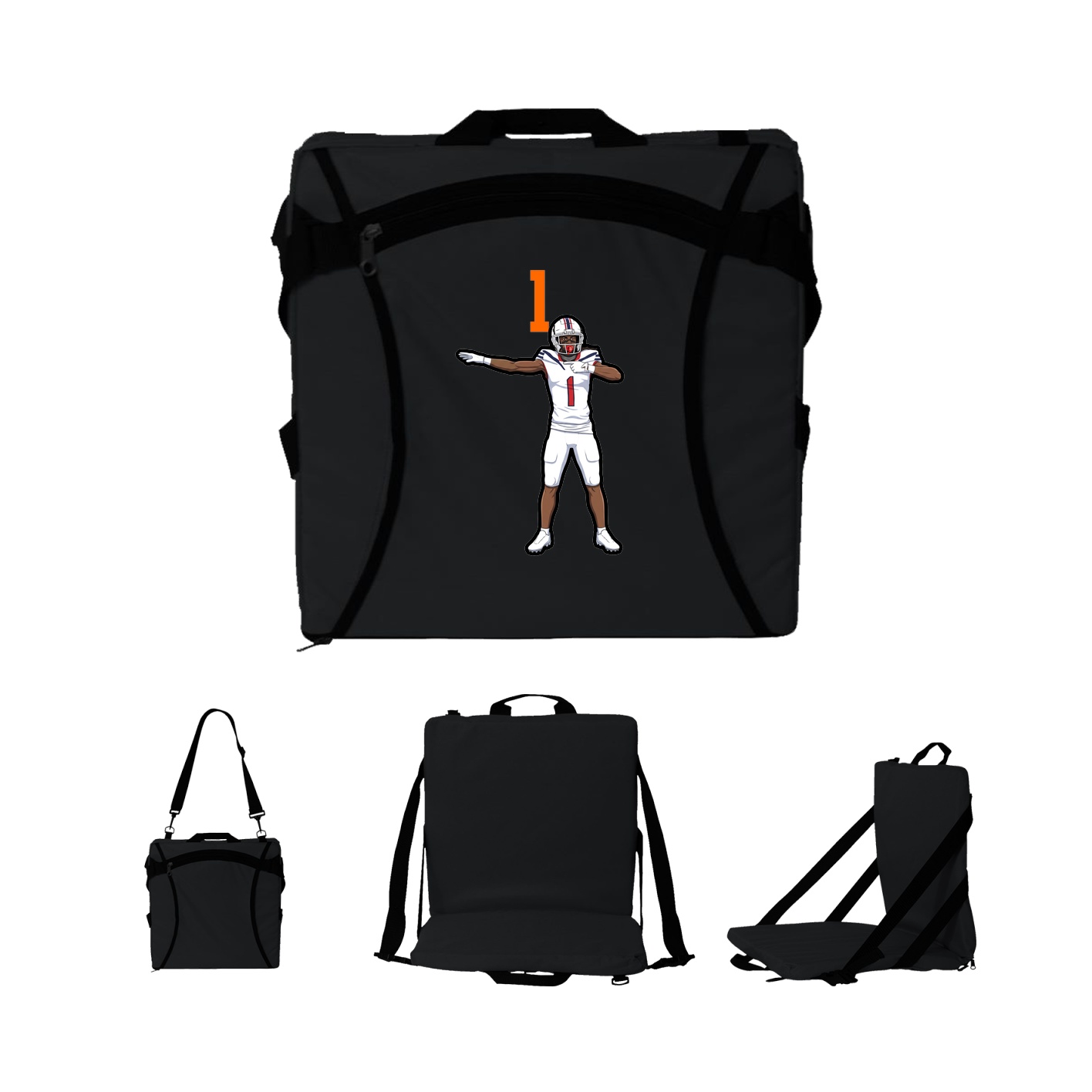 Folding Stadium Seat — Number Top in Black