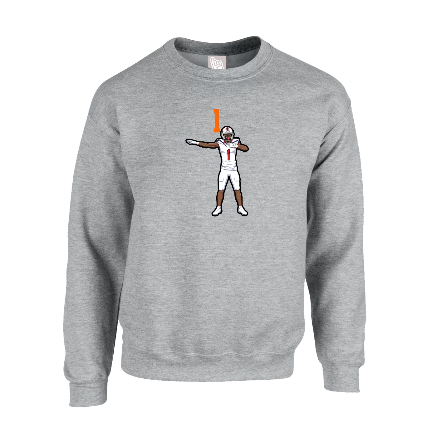 Fleece Crew — Number Top in Grey