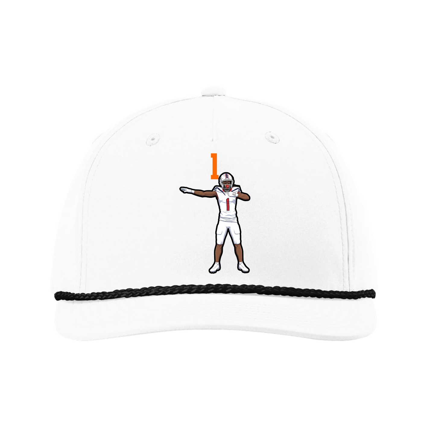 Five-Panel Classic Rope Cap — Number Top in White