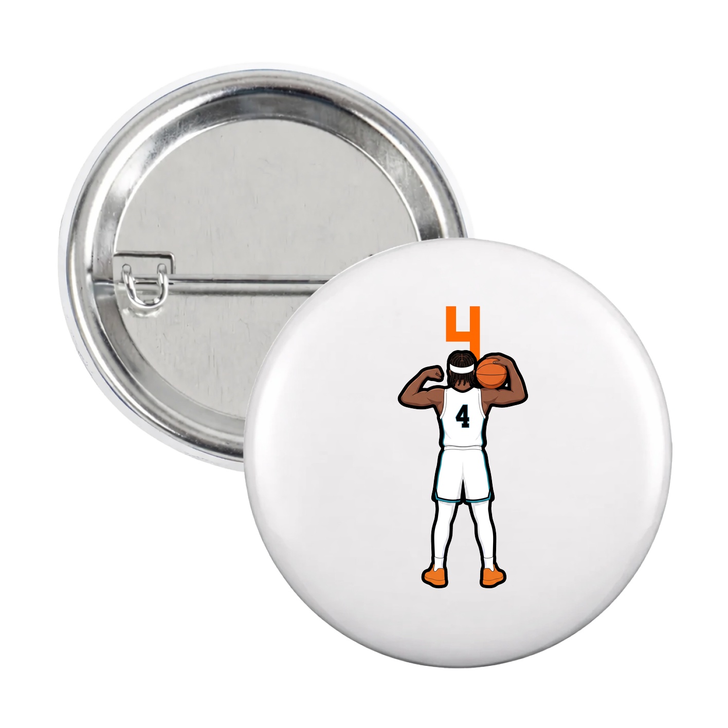 Game Day Button — Number Top in White