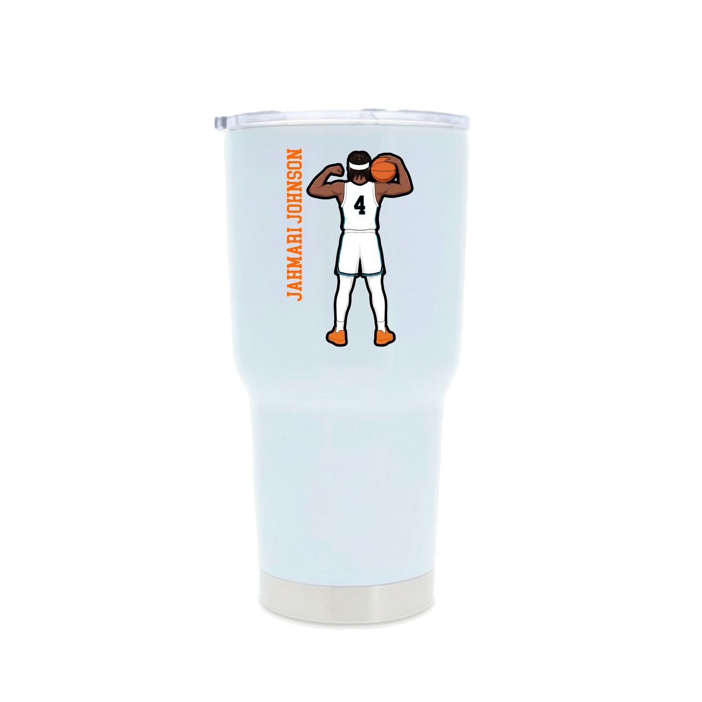 30oz Stainless Steel Tumbler — Name Vertical in White