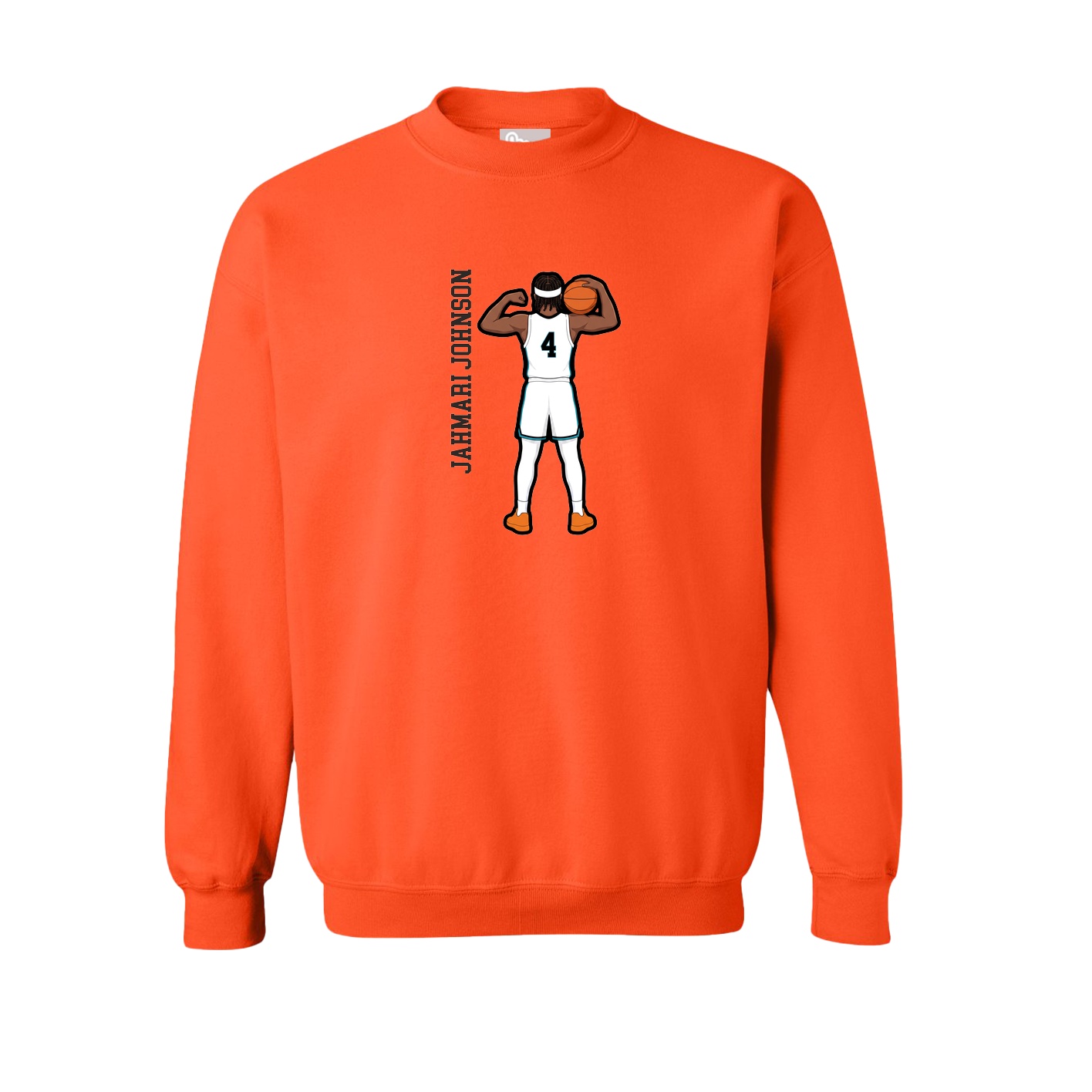 Fleece Crew — Name Vertical in Orange