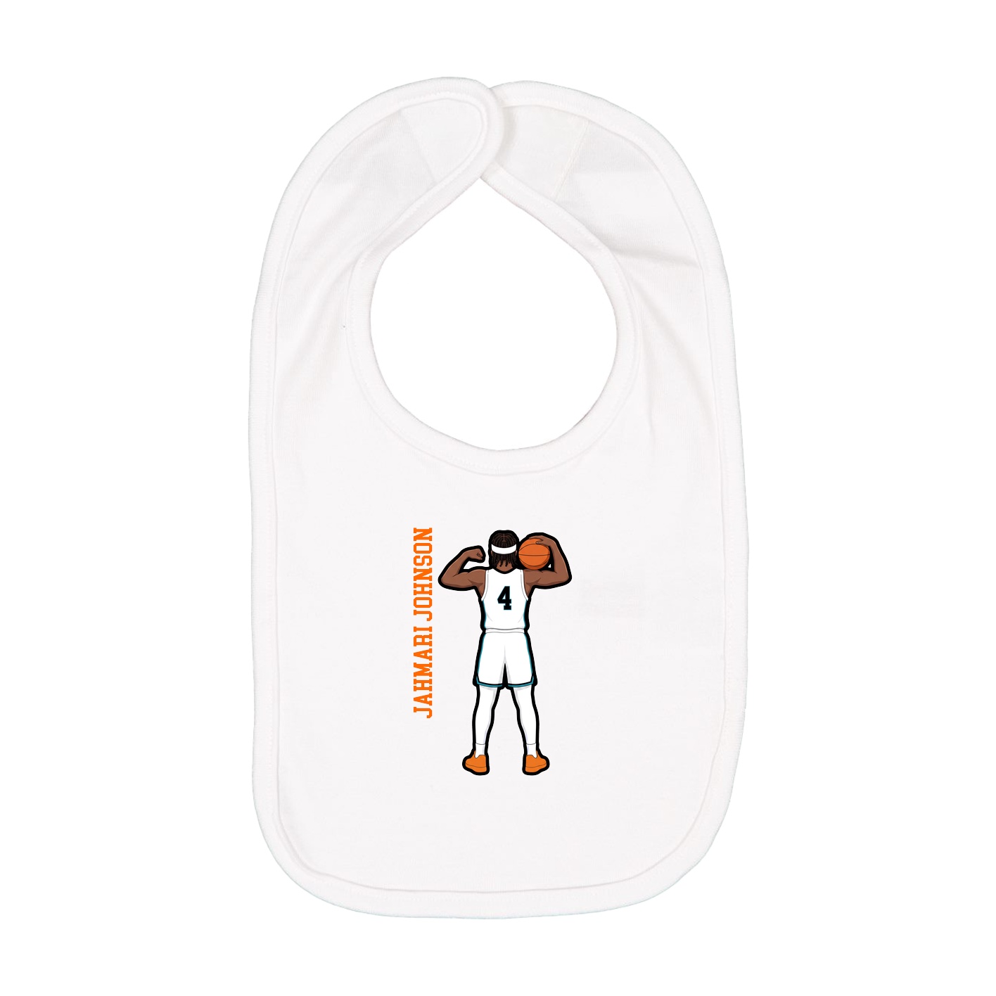 Infant Bib — Name Vertical in White