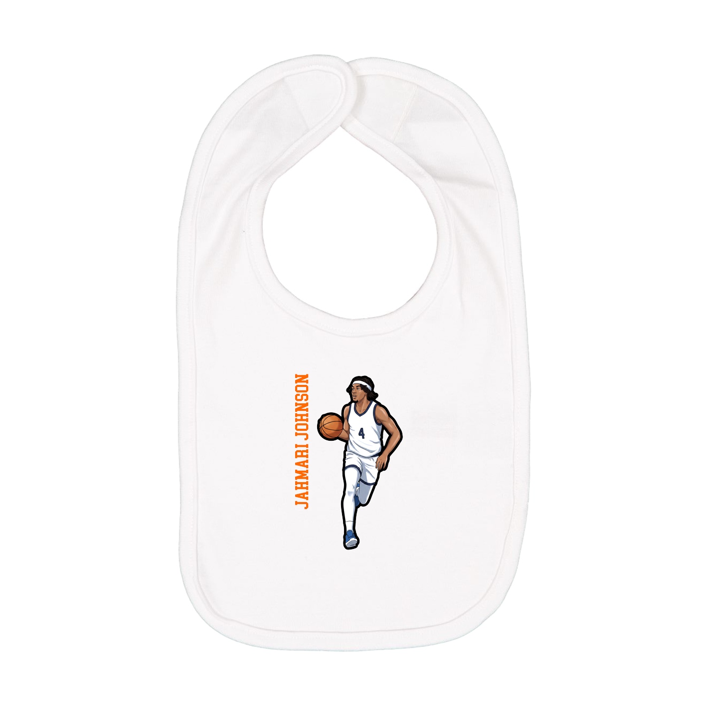 Infant Bib — Name Vertical in White