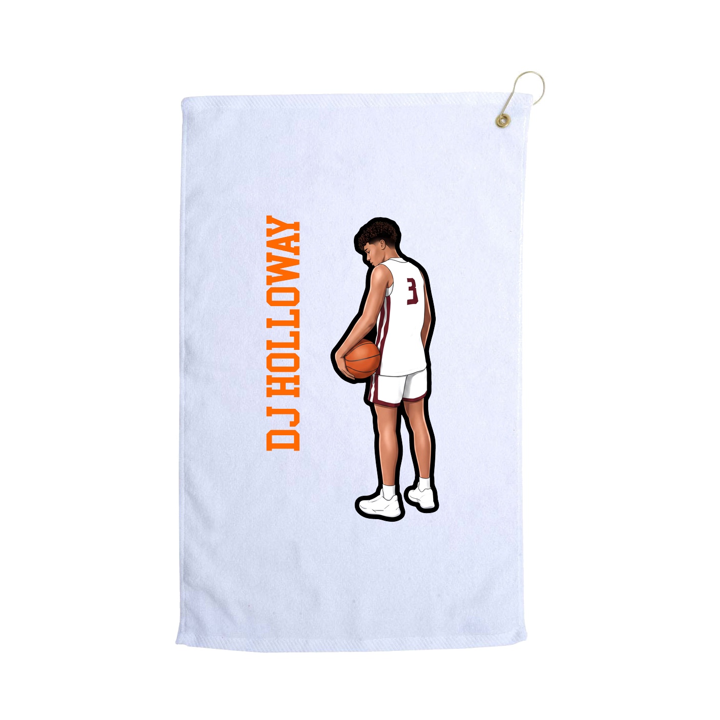 Golf Towel — Name Vertical in White