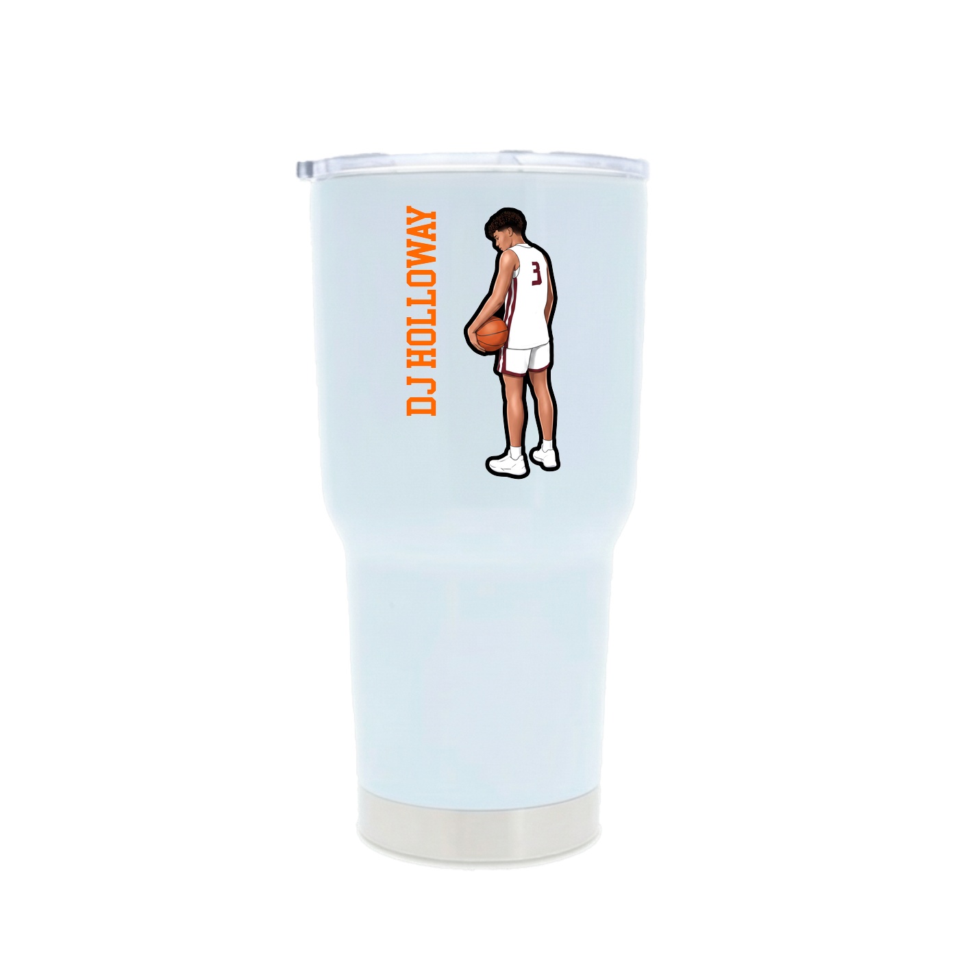 30oz Stainless Steel Tumbler — Name Vertical in White