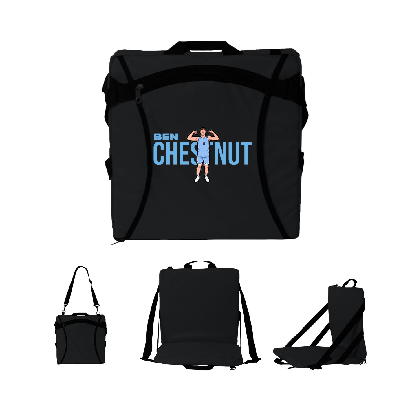 Folding Stadium Seat — Player Name in Black