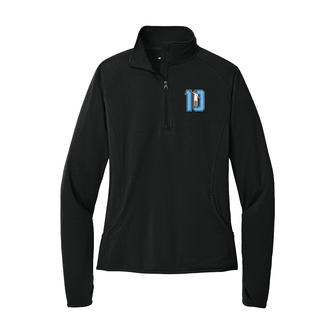 Women's Q-Zip Pullover — Number in Black