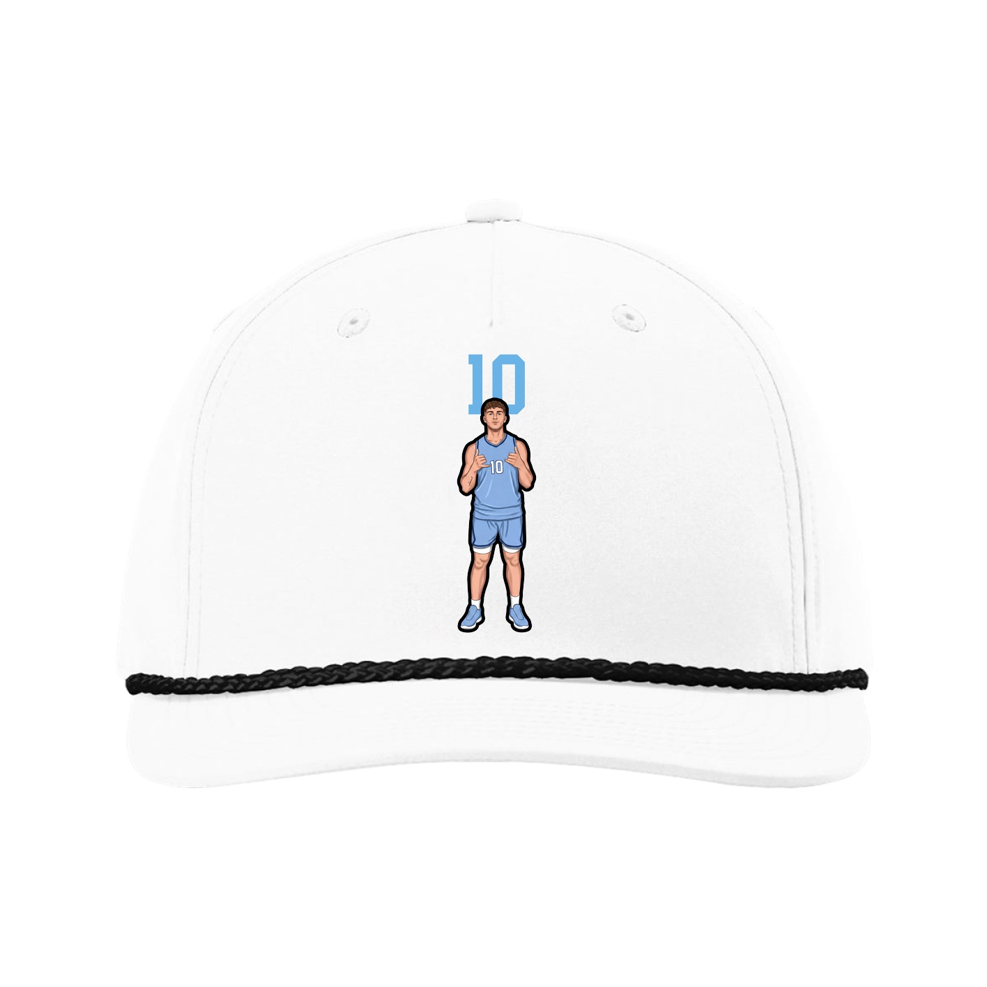 Five-Panel Classic Rope Cap — Number Top in White