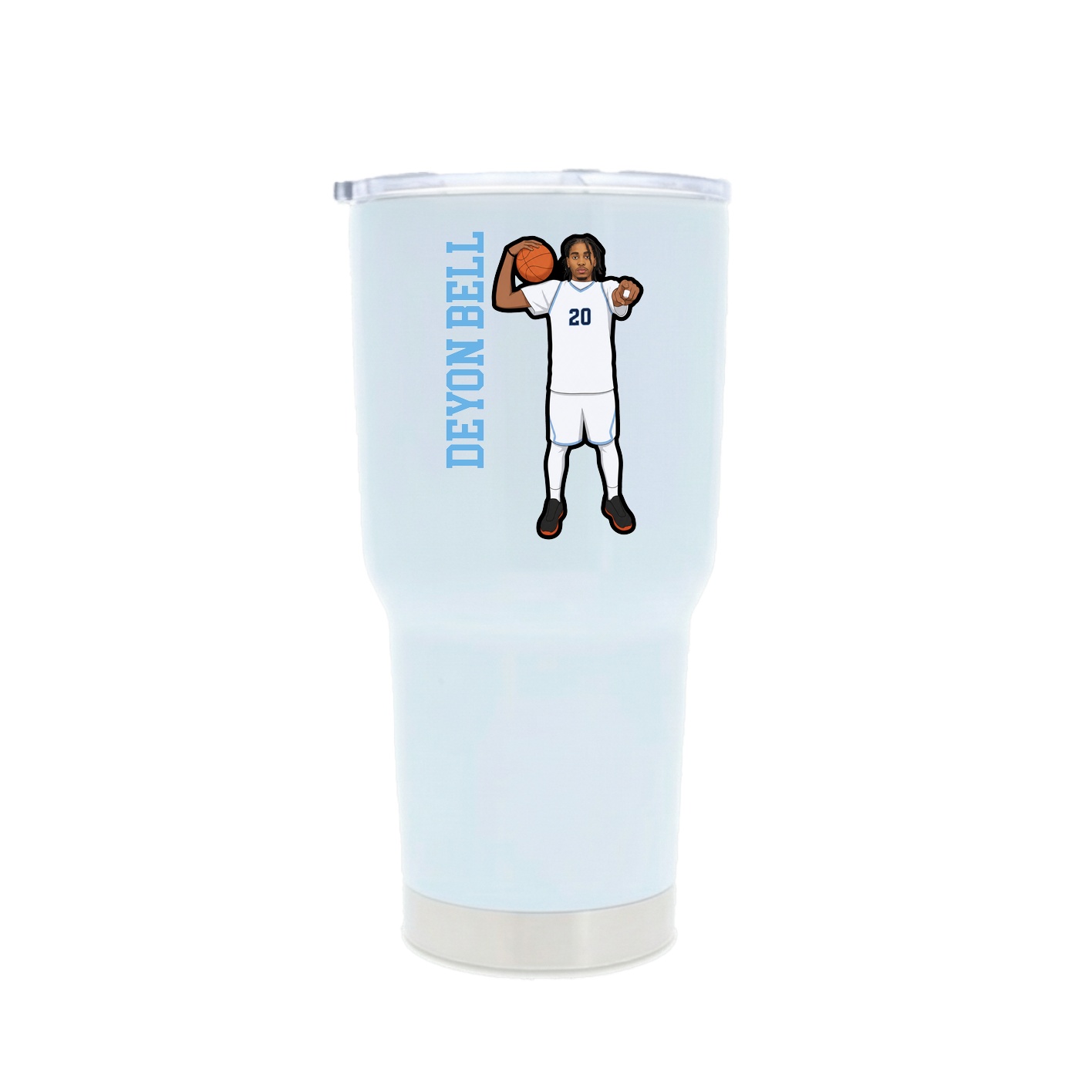 30oz Stainless Steel Tumbler — Name Vertical in White