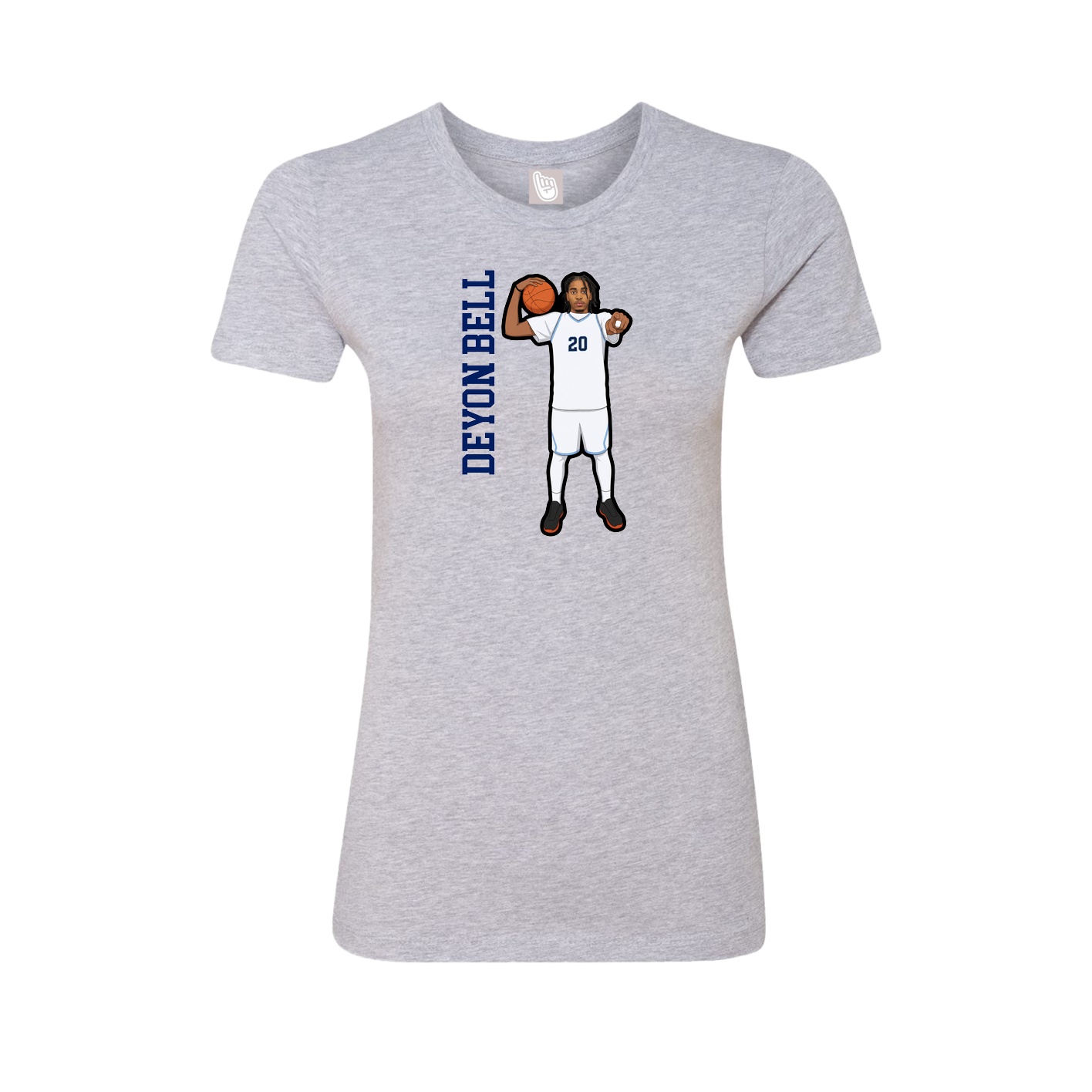 Fitted Women's Tee — Name Vertical in Grey