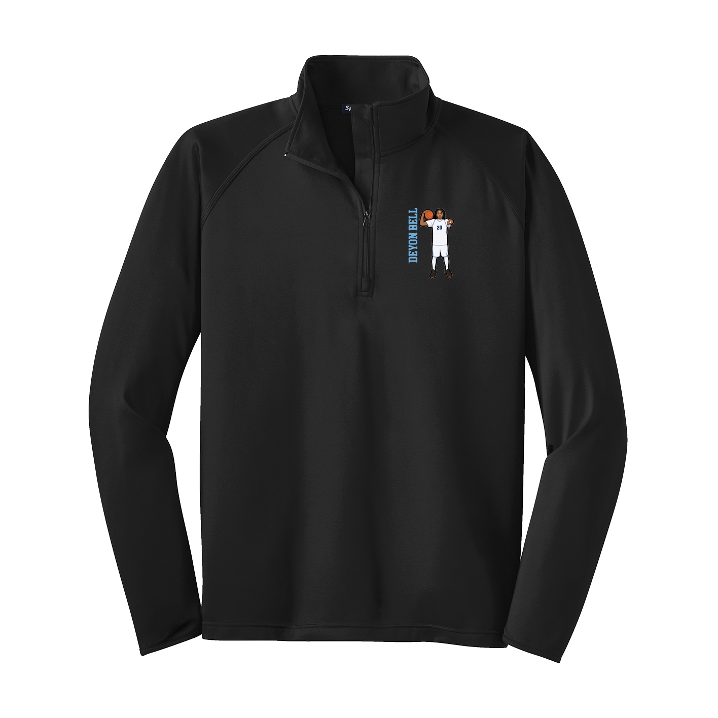 Q-Zip Pullover — Name Vertical in Black