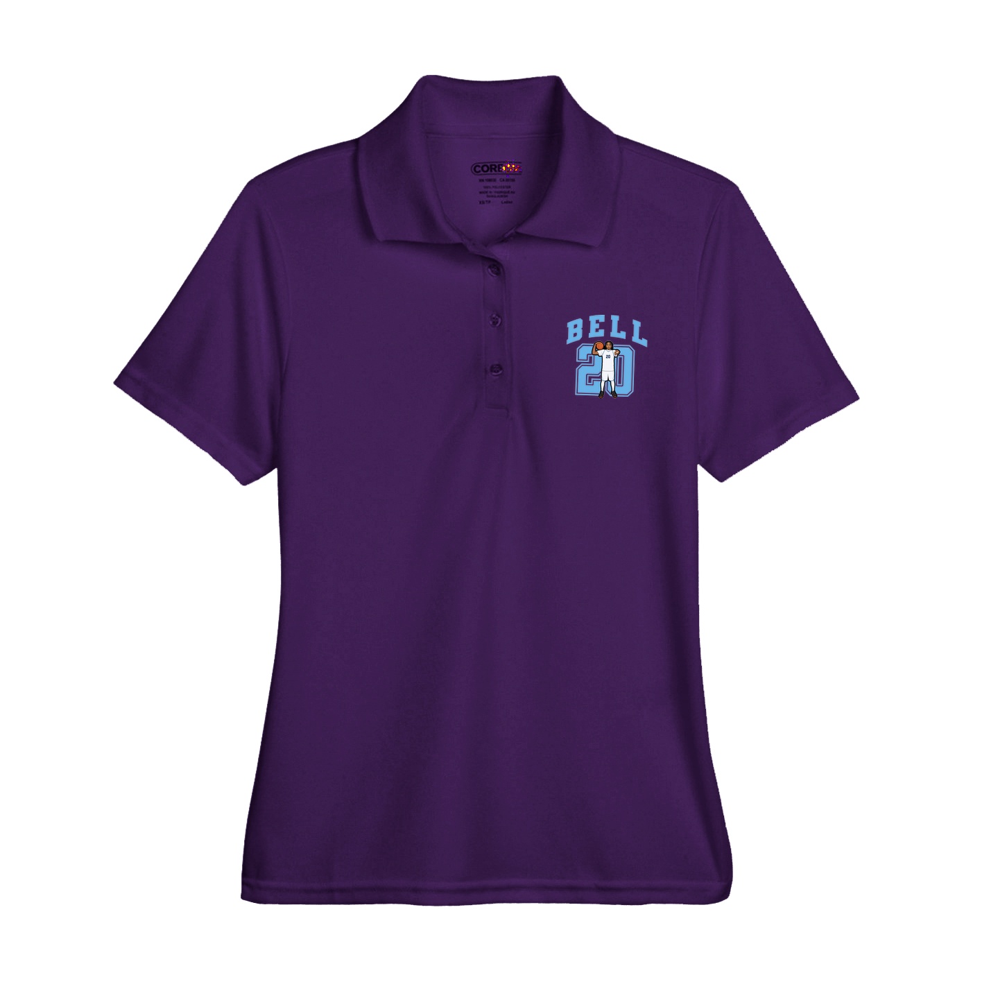 Womens Performance Polo — Number in Purple