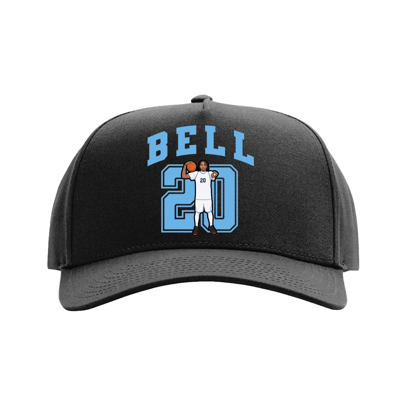 Full Fabric Five-Panel Champ Cap — Number in Black