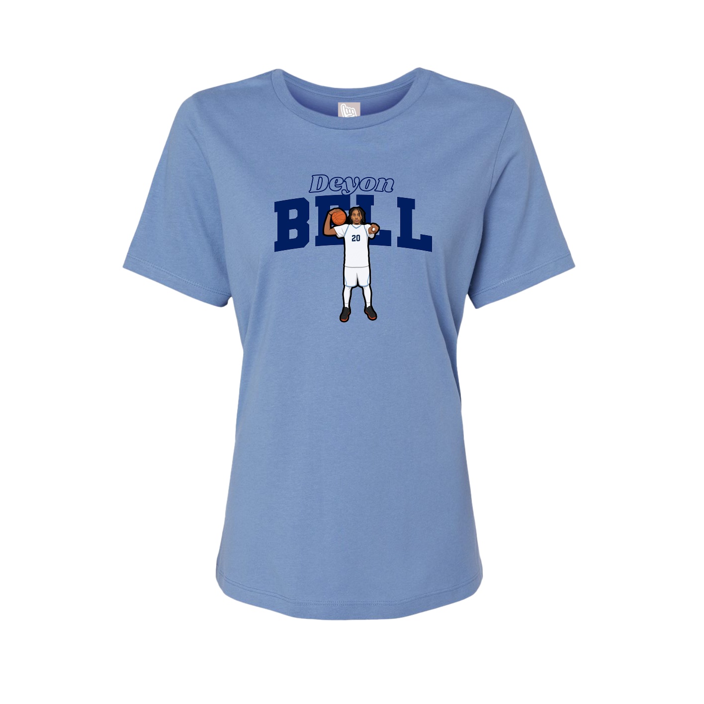 Fitted Women's Tee — Name Arch in Powder Blue