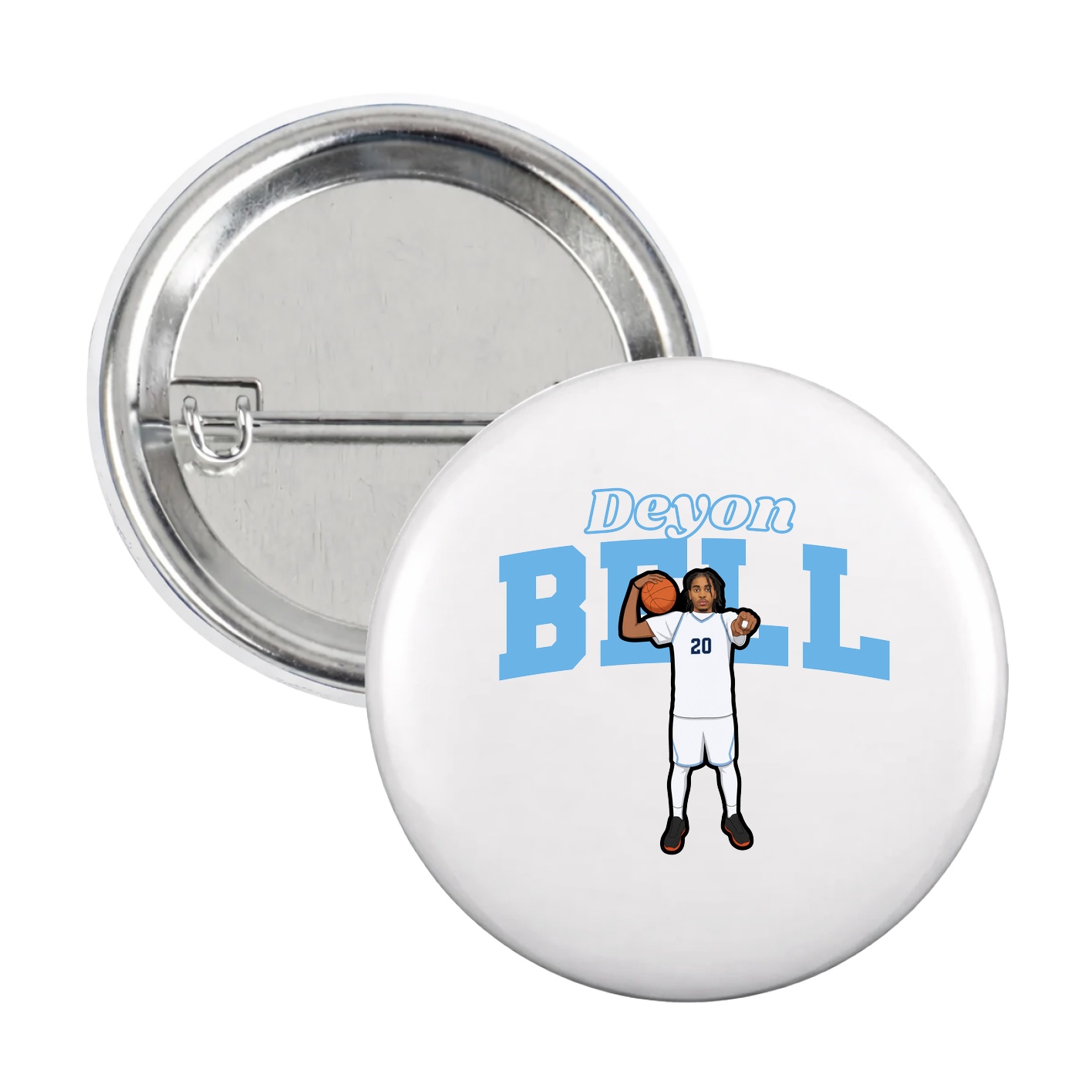 Game Day Button — Name Arch in White