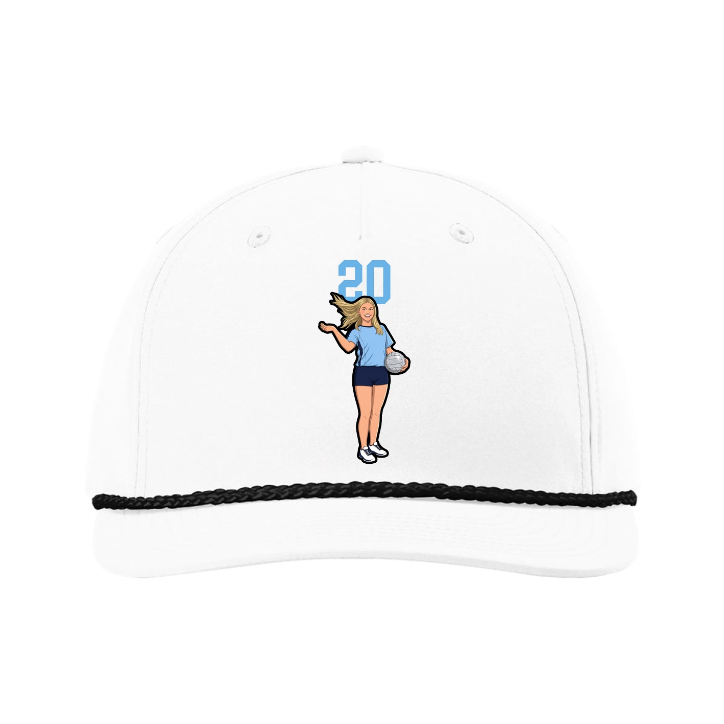 Five-Panel Classic Rope Cap — Number Top in White