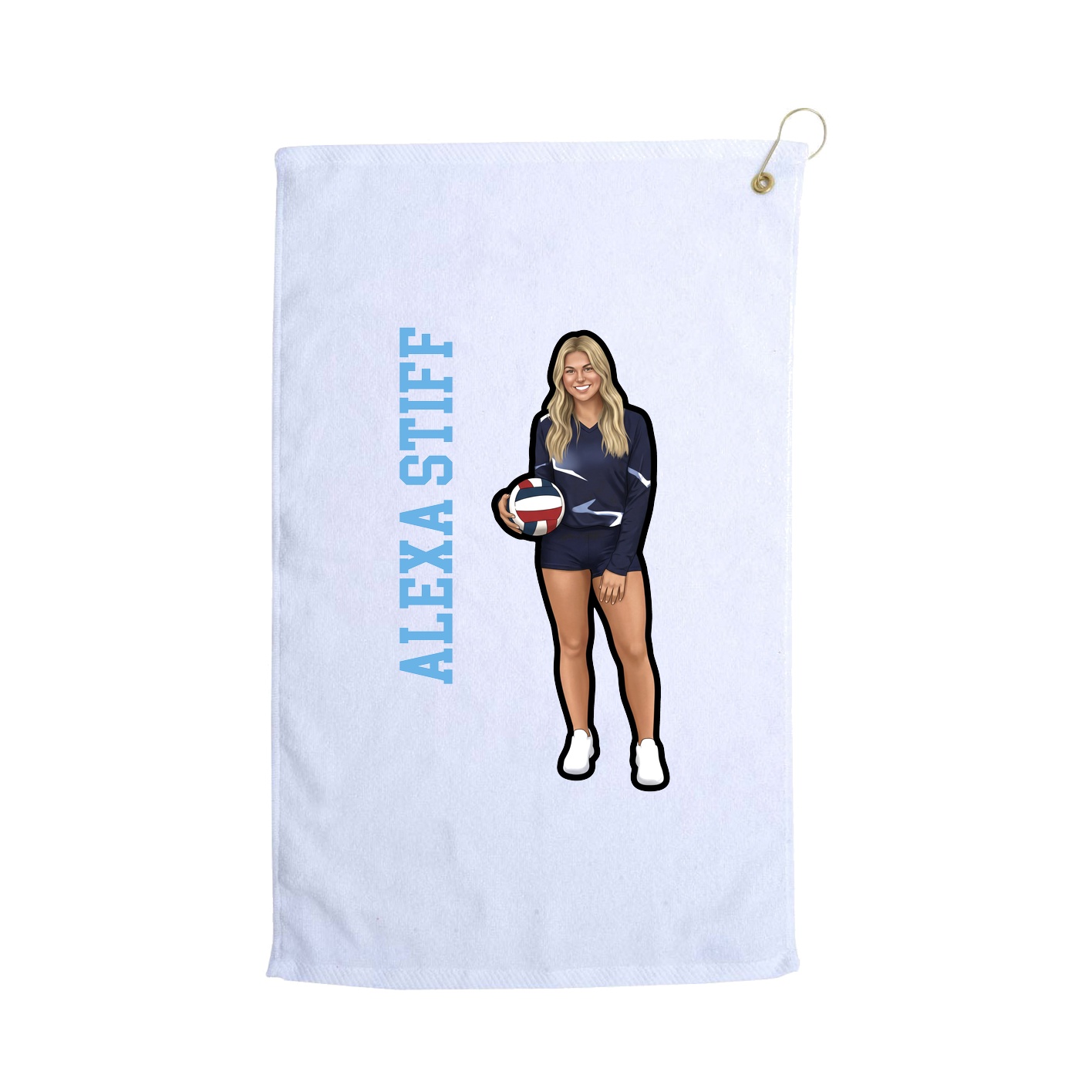 Golf Towel — Name Vertical in White