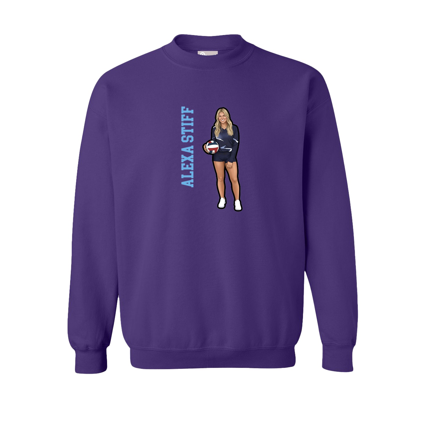 Fleece Crew — Name Vertical in Purple