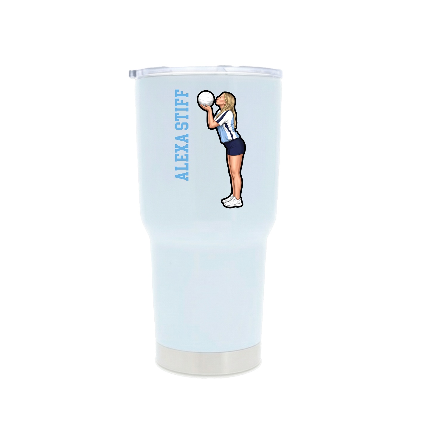 30oz Stainless Steel Tumbler — Name Vertical in White
