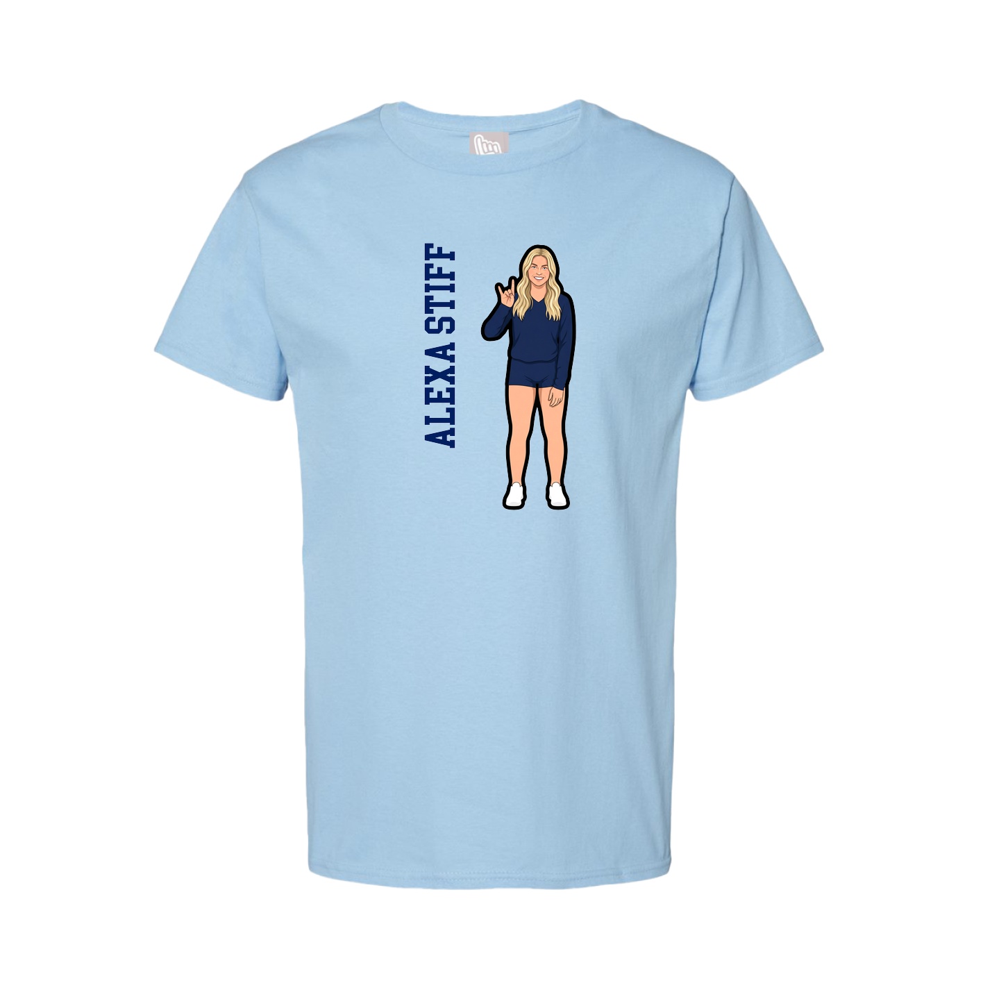 Tee — Name Vertical in Light Blue