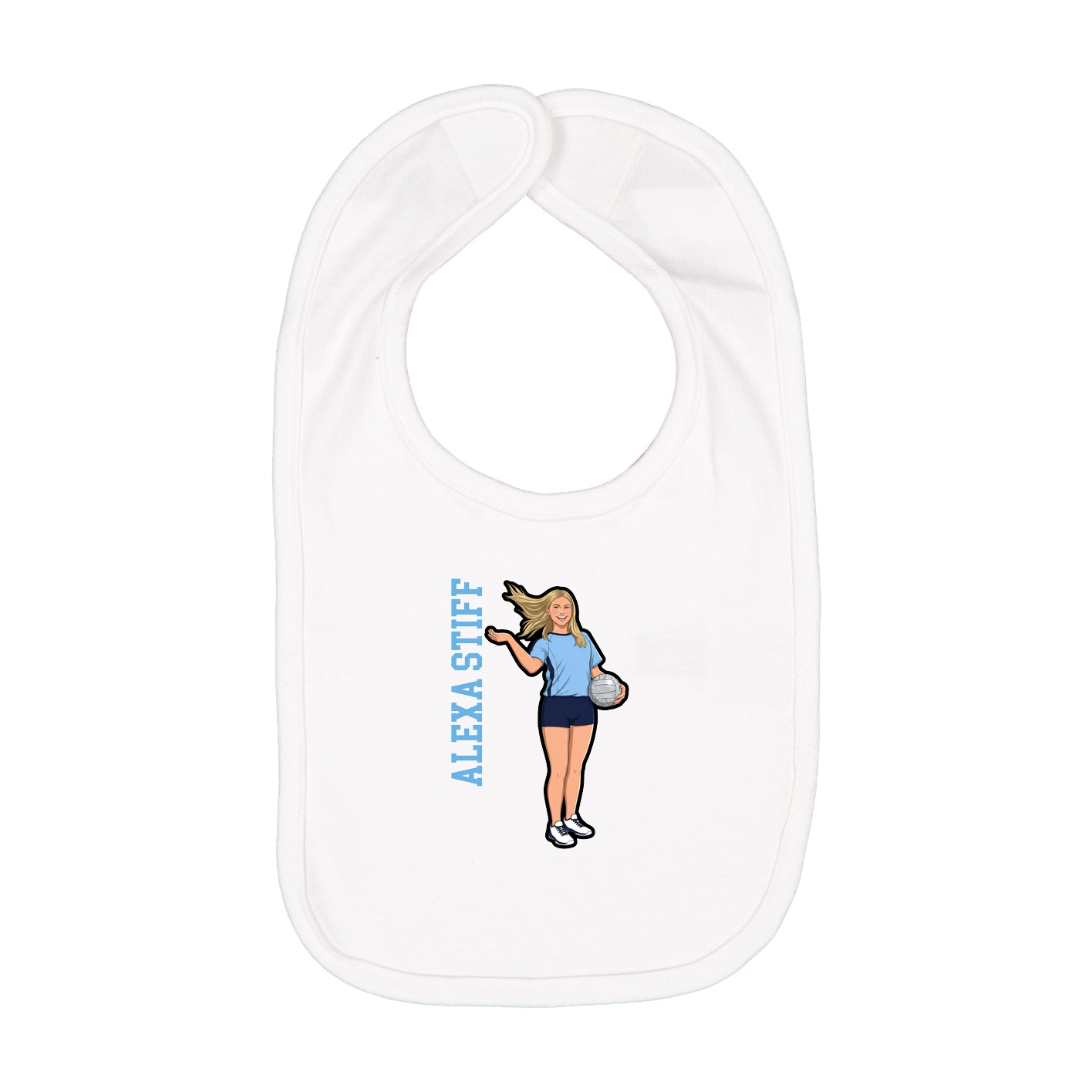 Infant Bib — Name Vertical in White