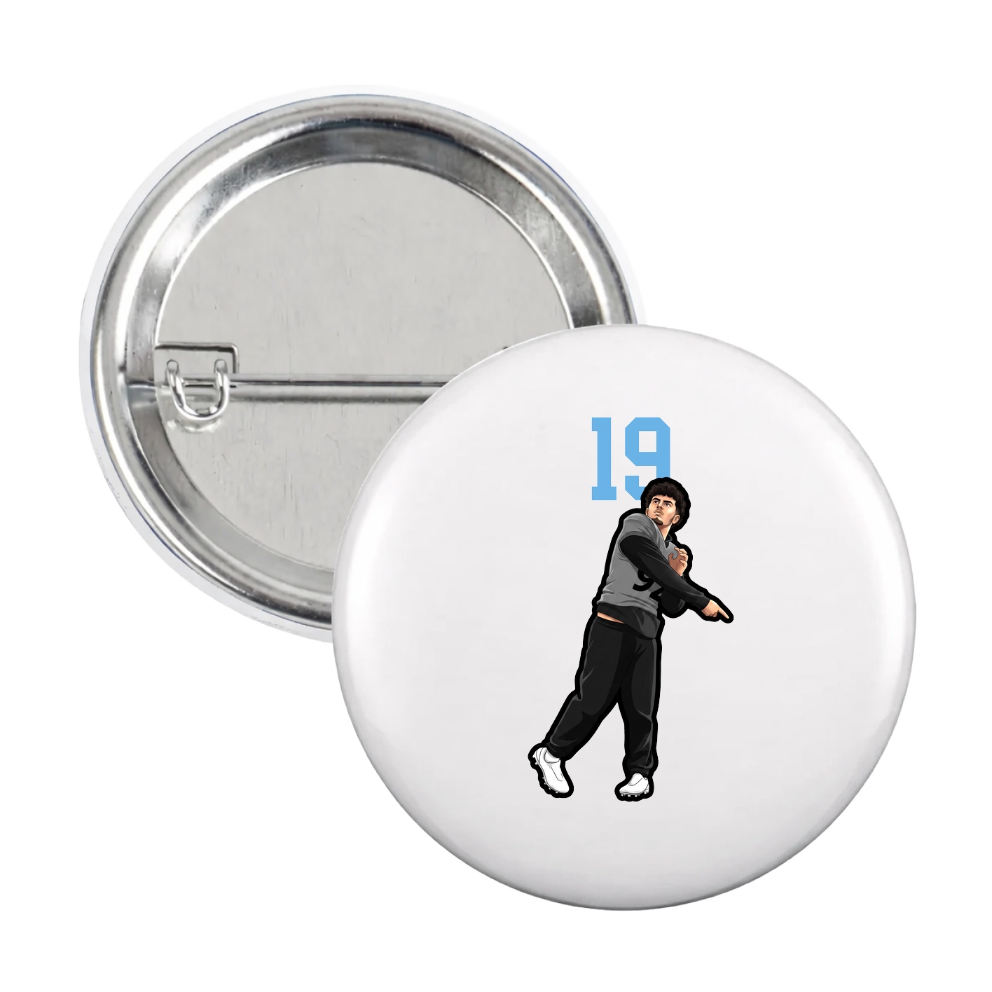 Game Day Button — Number Top in White