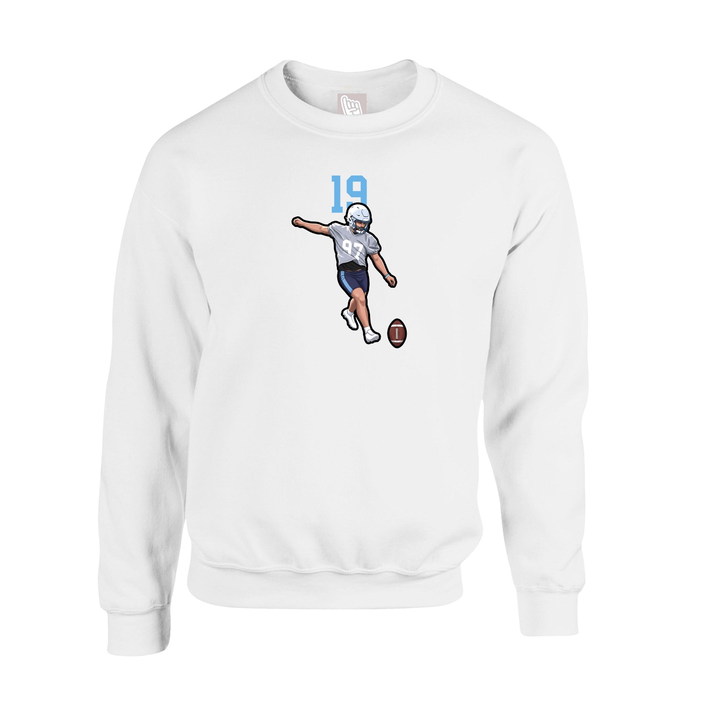 Fleece Crew — Number Top in White