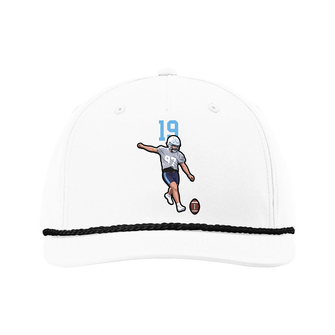 Five-Panel Classic Rope Cap — Number Top in White