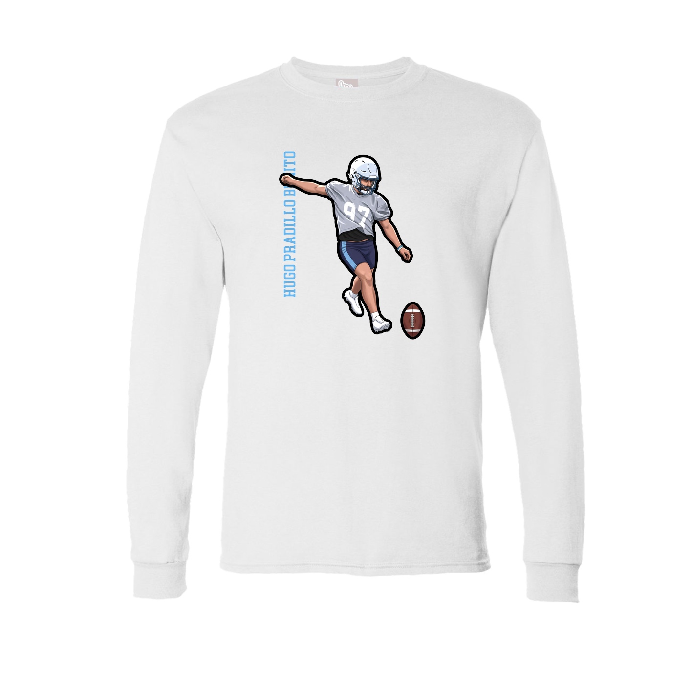 Long Sleeve Tee — Name Vertical in White