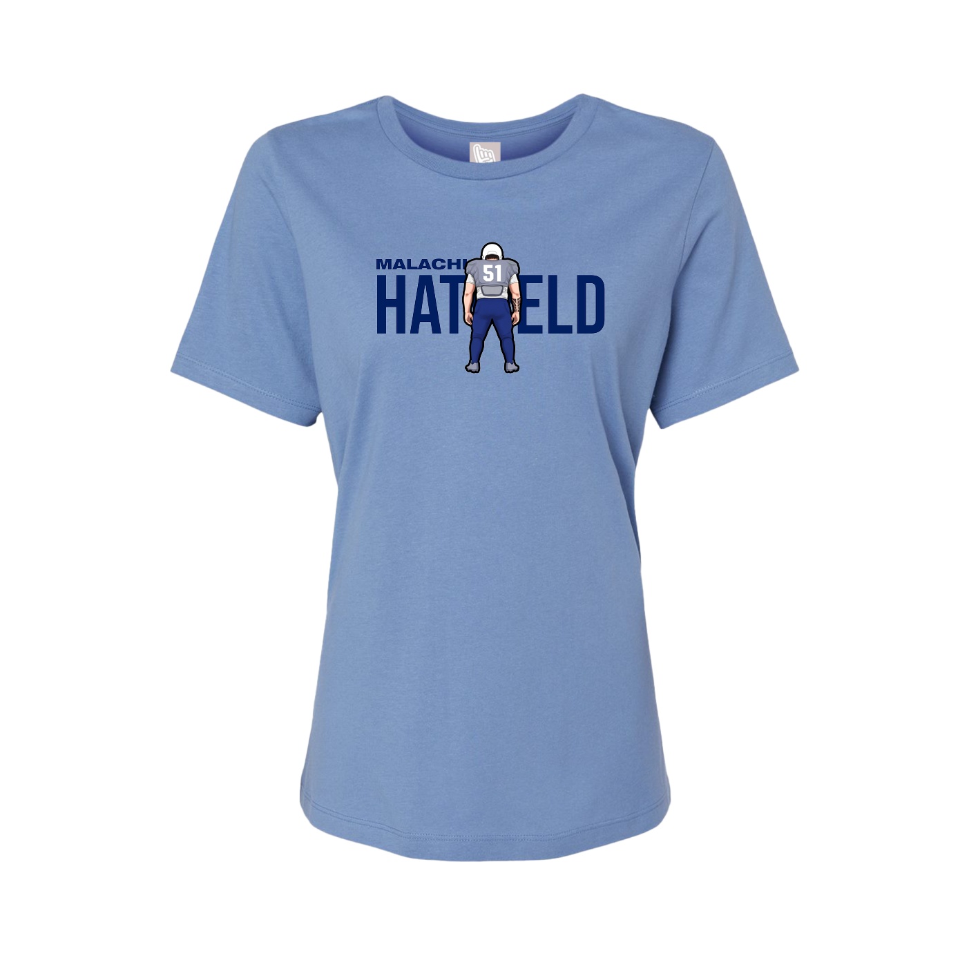 Fitted Women's Tee — Player Name in Powder Blue