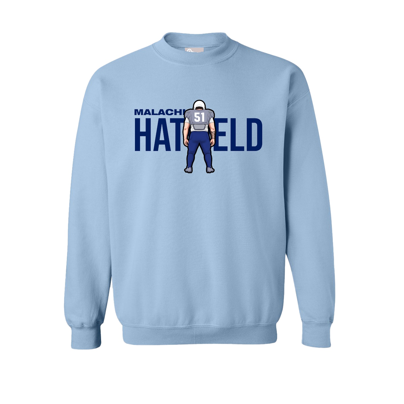 Fleece Crew — Player Name in Light Blue