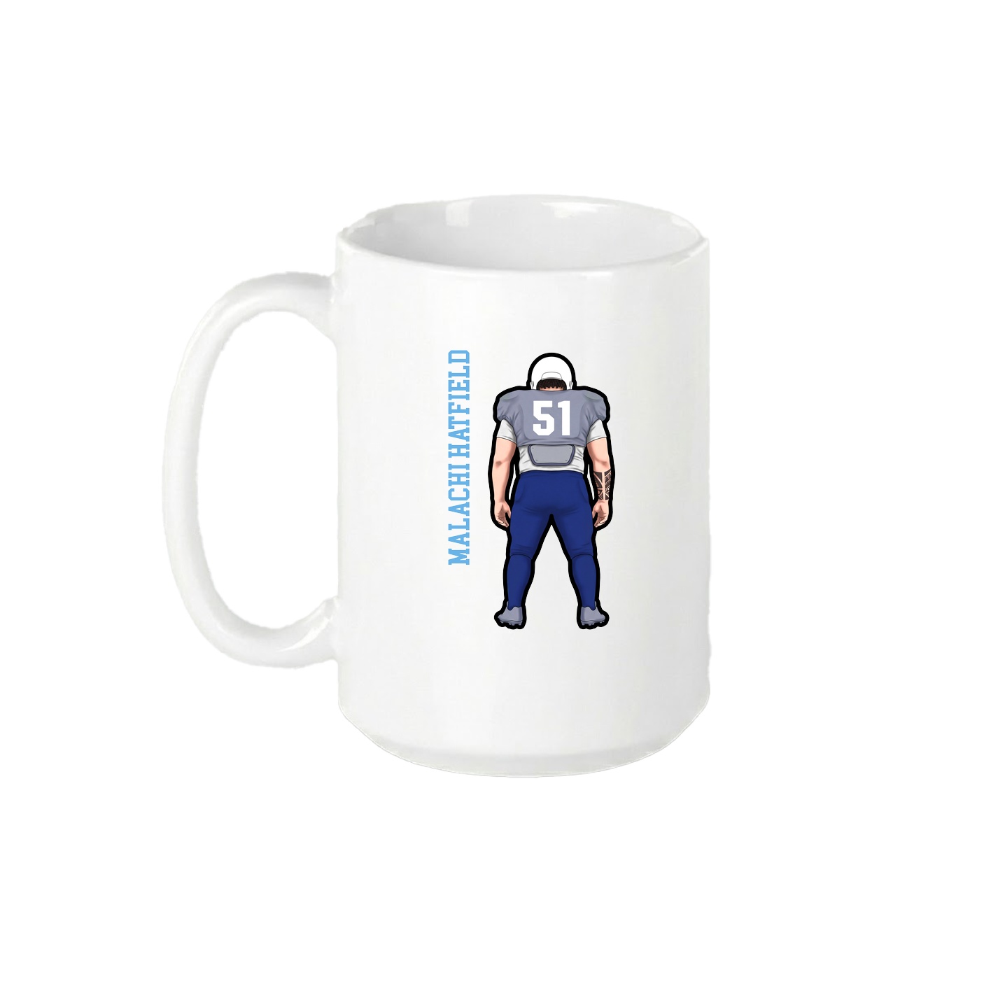 15oz Coffee Mug — Name Vertical in White