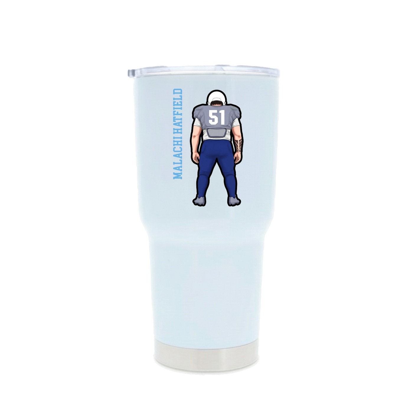 30oz Stainless Steel Tumbler — Name Vertical in White