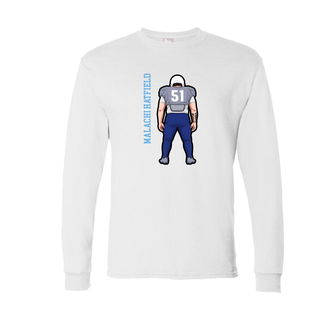 Long Sleeve Tee — Name Vertical in White