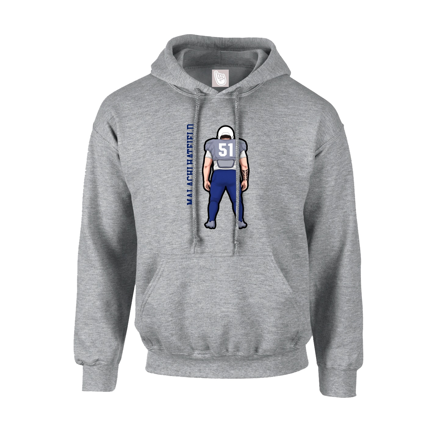 Hoodie — Name Vertical in Grey