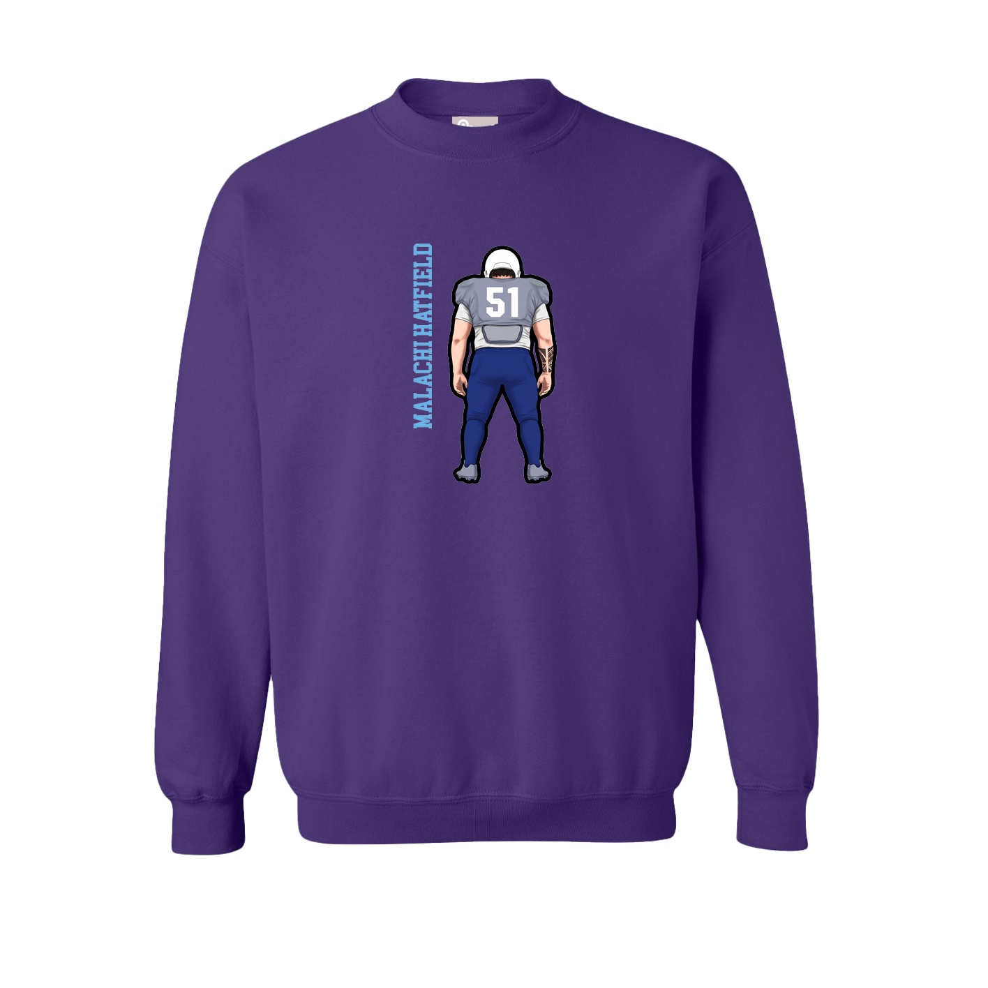 Fleece Crew — Name Vertical in Purple