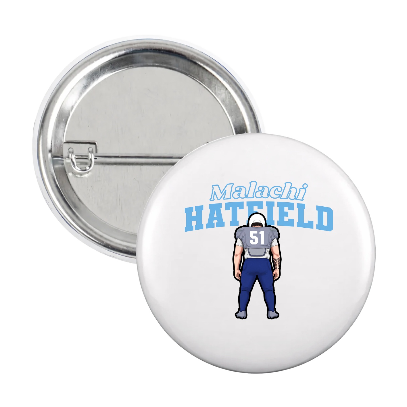 Game Day Button — Name Arch in White