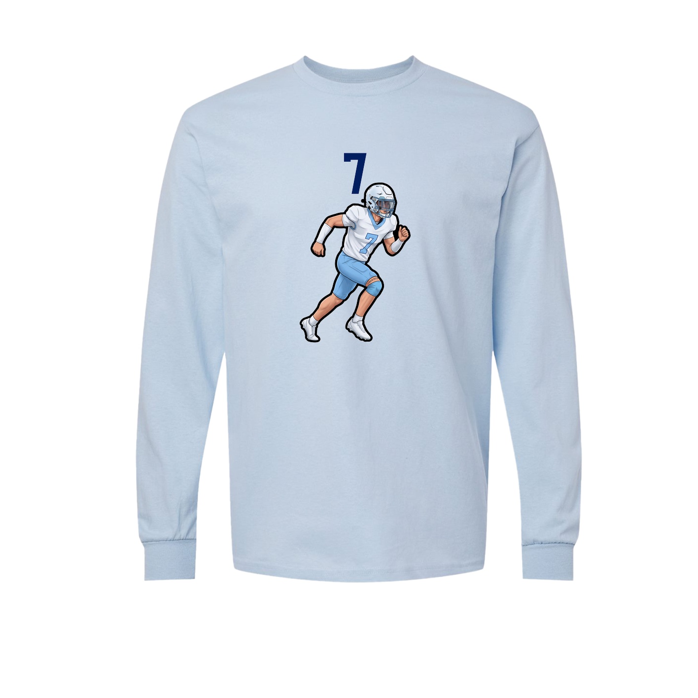 Long Sleeve Tee — Number Top in Light Blue