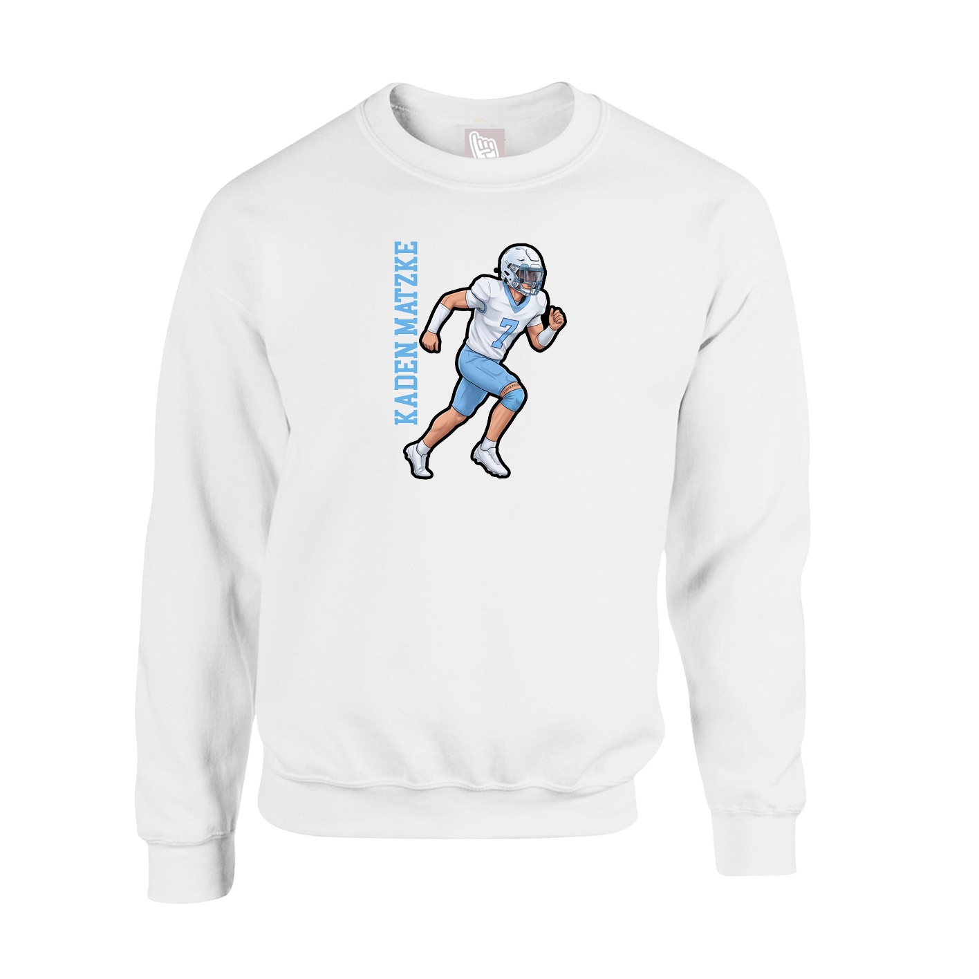 Fleece Crew — Name Vertical in White