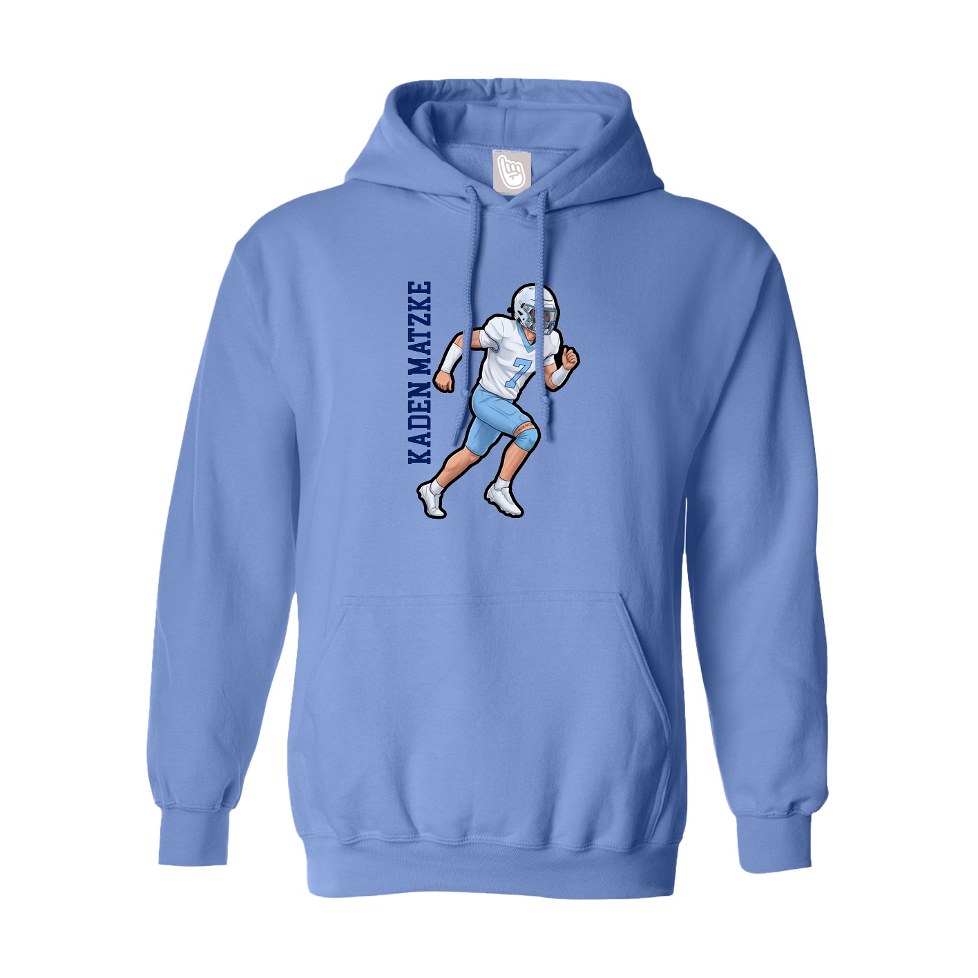Youth Hoodie — Name Vertical in Powder Blue